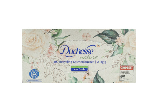 Duchesse nature kozmetikai kendő újrahasznosított  rózsa mintás, 2 rétegű 200 db, 20,5×20,5cm
