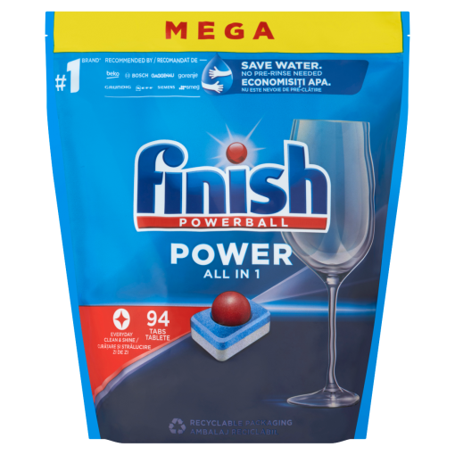 Finish Powerball Power All in 1 Regular mosogatógép tabletta 94 db 1504 g