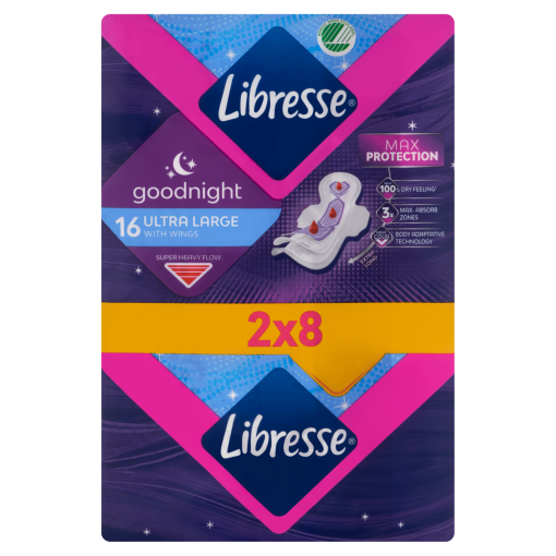Libresse Goodnight Ultra Large szárnyas egészségügyi betét, éjszakai használatra 16 db